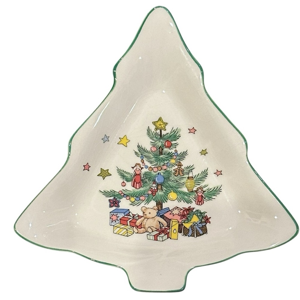 Nikko Japan “Happy Holidays” 6.75” Christmas Tree Shaped Candy Dish